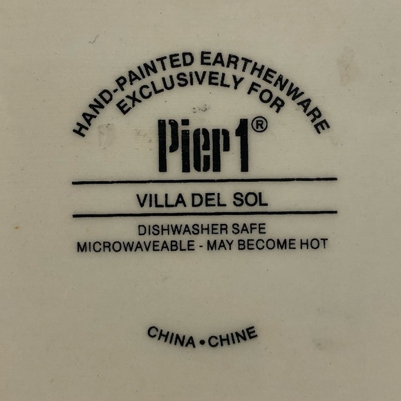 SET of 4 PIER 1 Hand Painted Villa Del Sol Earthenware  Salad Plate 8.5" 0386 - Picture 4 of 6